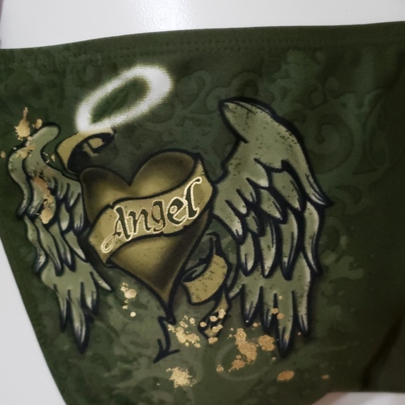 Monokini swimsuit hunter green Angel design - Picture 4 of 5